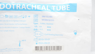 Smiths Medical 100/102/085 Aircare Endotracheal Tube 8.5ID x 11.3OD x 26mm (x)